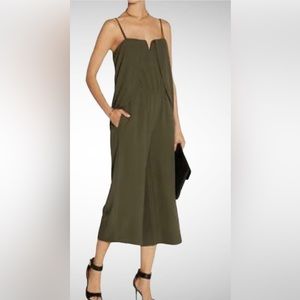 Halston Heritage Olive Cropped Jumpsuit, Size M